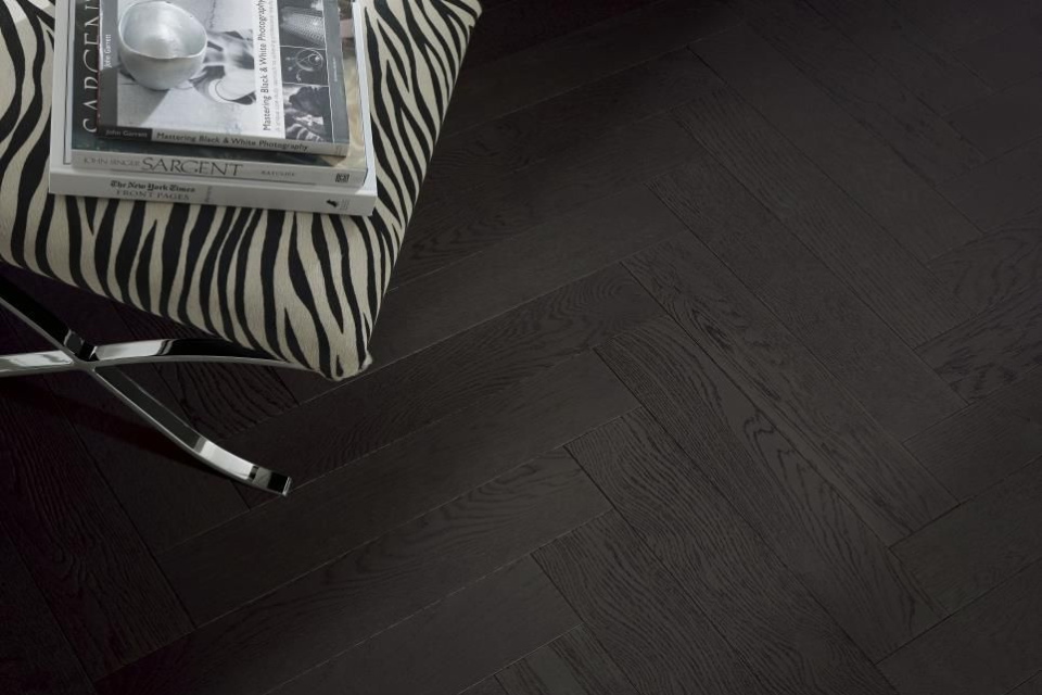 Black White Oak Herringbone Hardwood